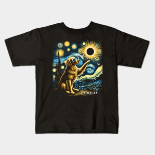 Golden Eclipse Retrievers: Stylish Tee Featuring Radiant Canine Companions Kids T-Shirt